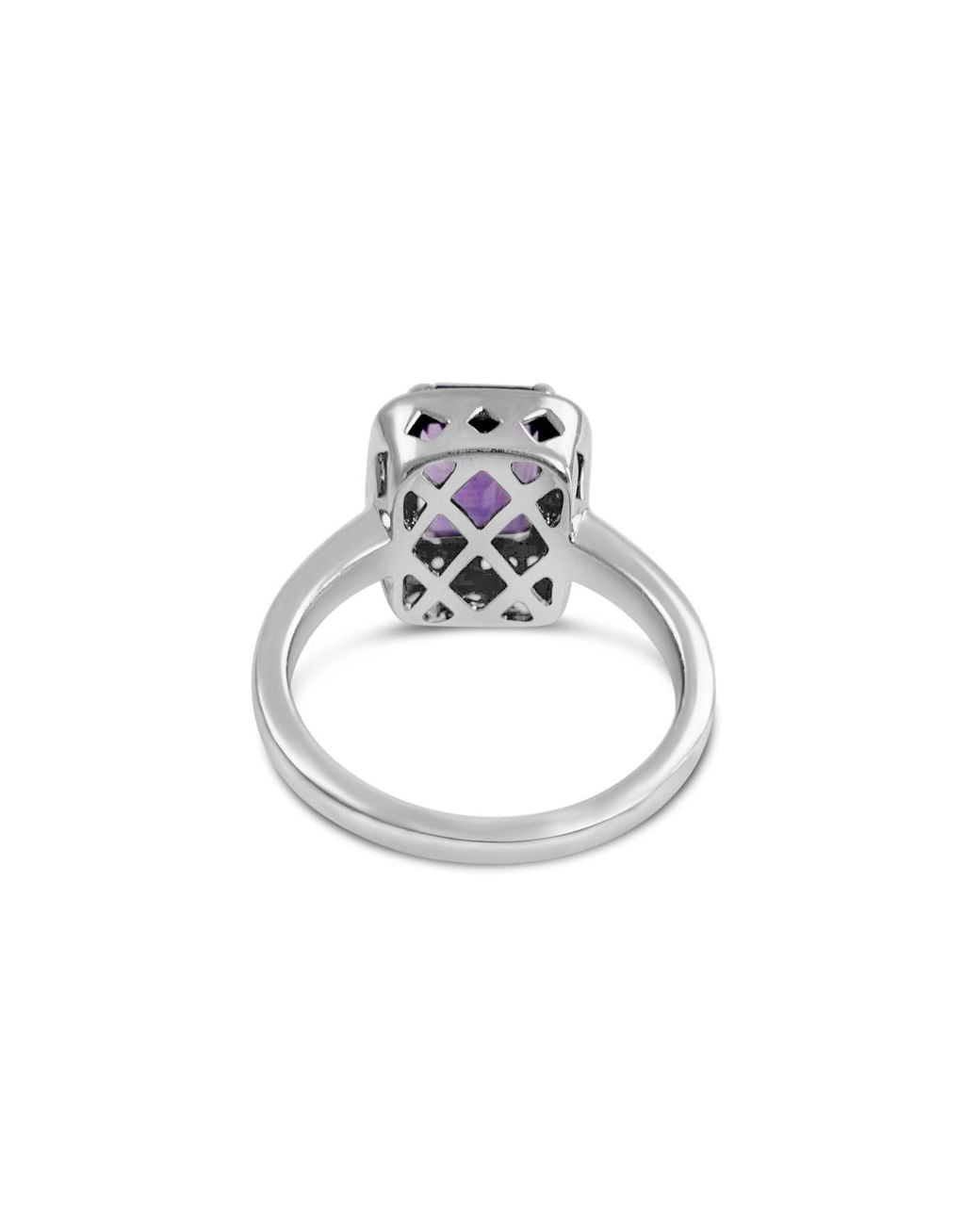 Bellus Domina Multicolor Sterling Silver Engagement Amethyst & Cubic Zirconia Square Ring