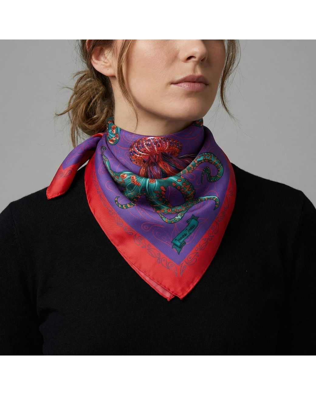 Janara Jones Purple Marine Satin Twill Scarf