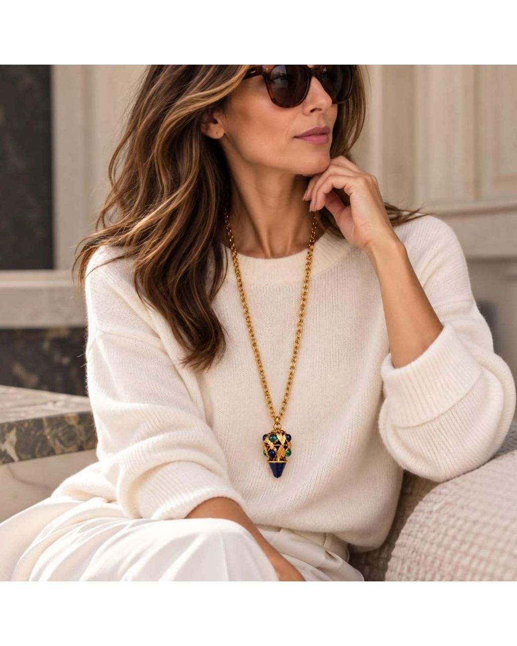 Vstyle Metallic Midnight & Statement Pendant Necklace