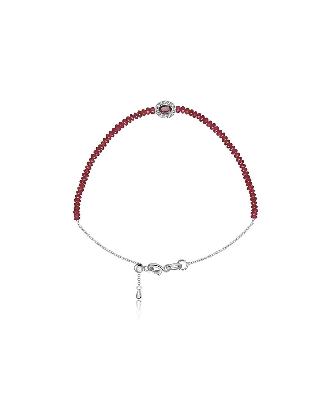 Genevieve Collection White 18K Ruby Bead Bracelet