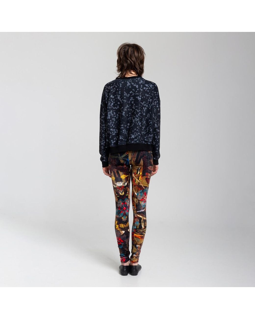 ARTISTA Black Bloom Printed Velvet Leggings