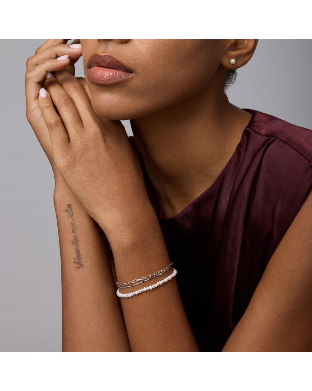 Vanhi Metallic Celia Micro Freshwater Pearl Bracelet