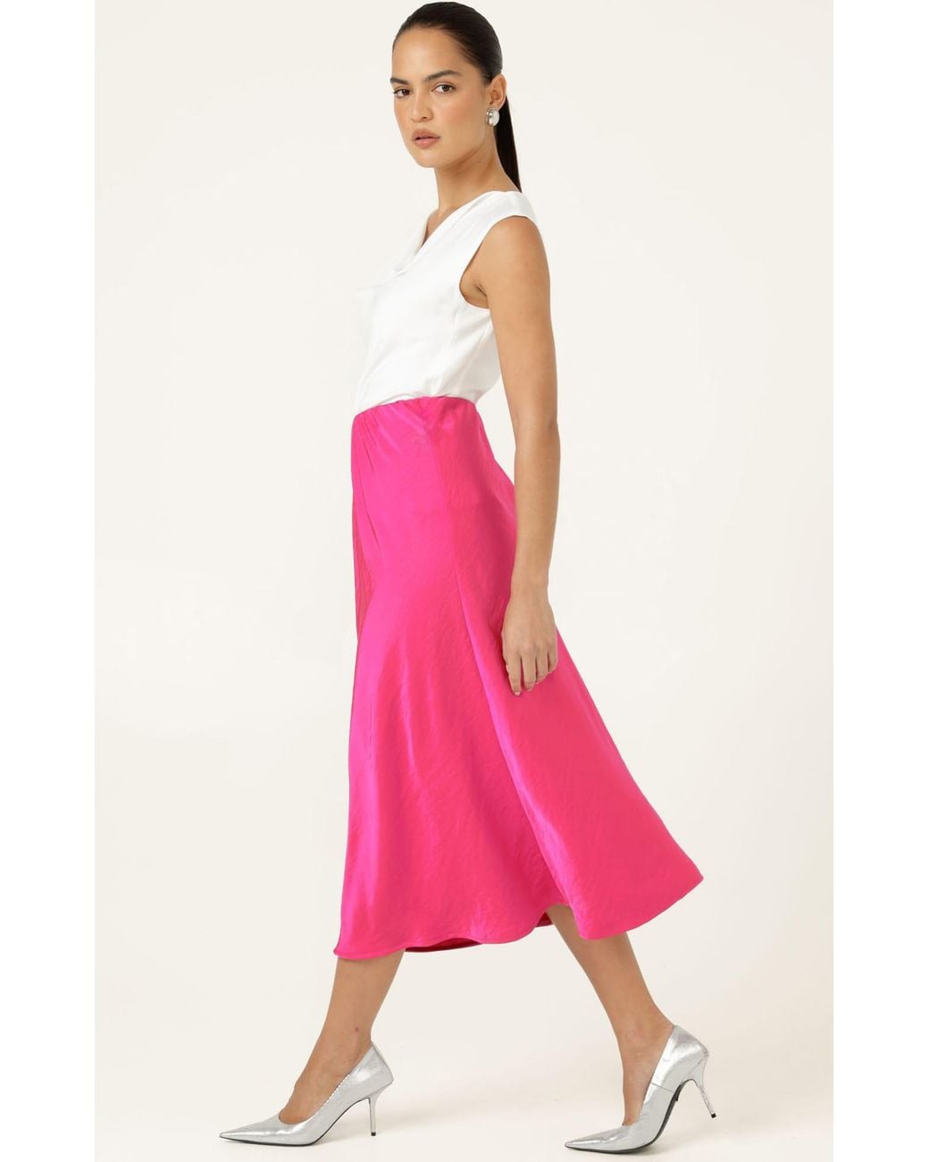 SACHA DRAKE Pink Luxe Bias Midi Skirt