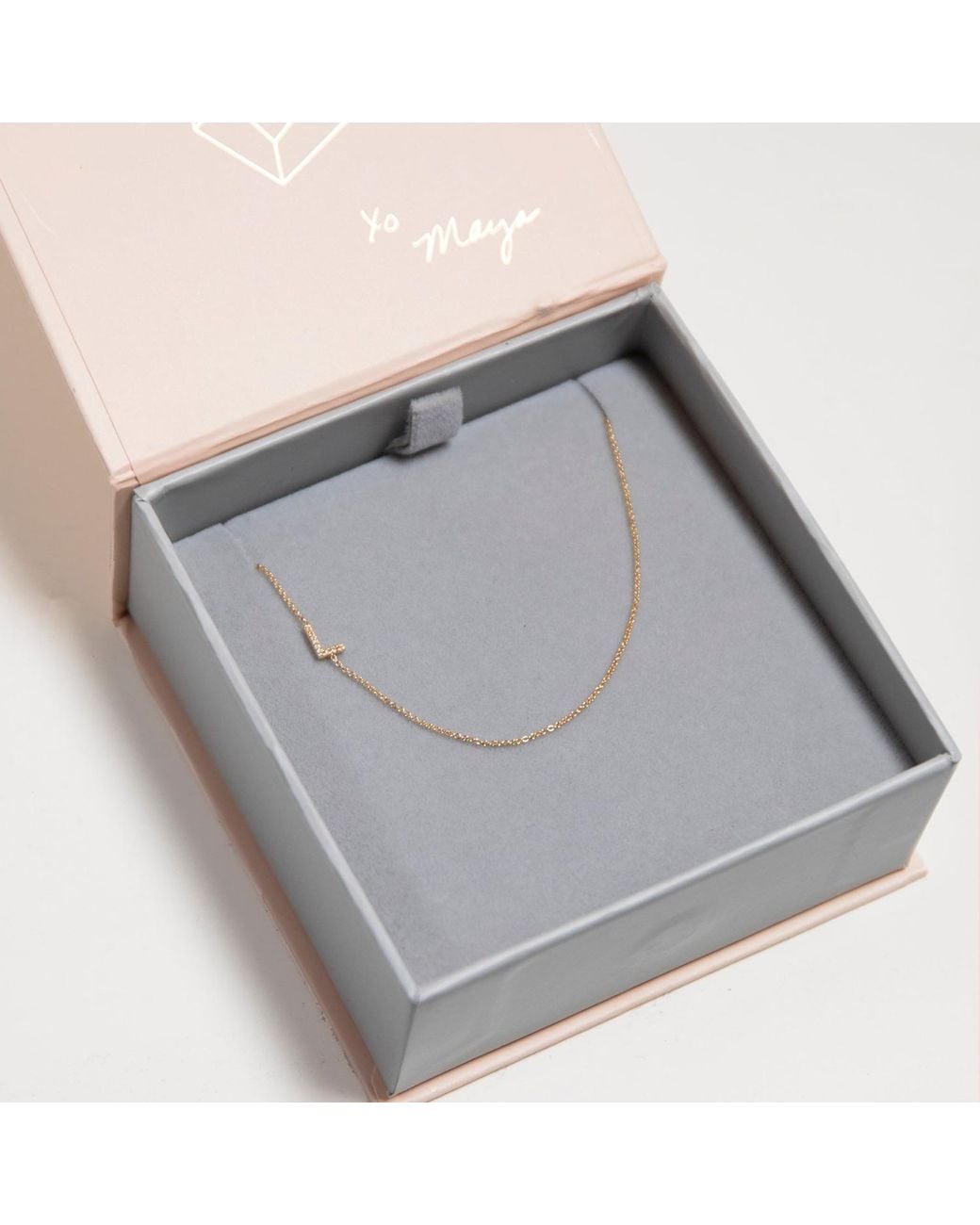 Maya Brenner Metallic 14k Gold Asymmetrical Pavé Diamond Letter Necklace