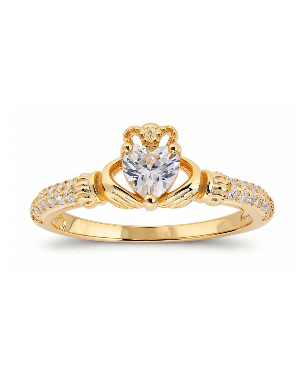 Kylie Harper Metallic Heart-Cut Diamond Cz Claddagh Band Ring