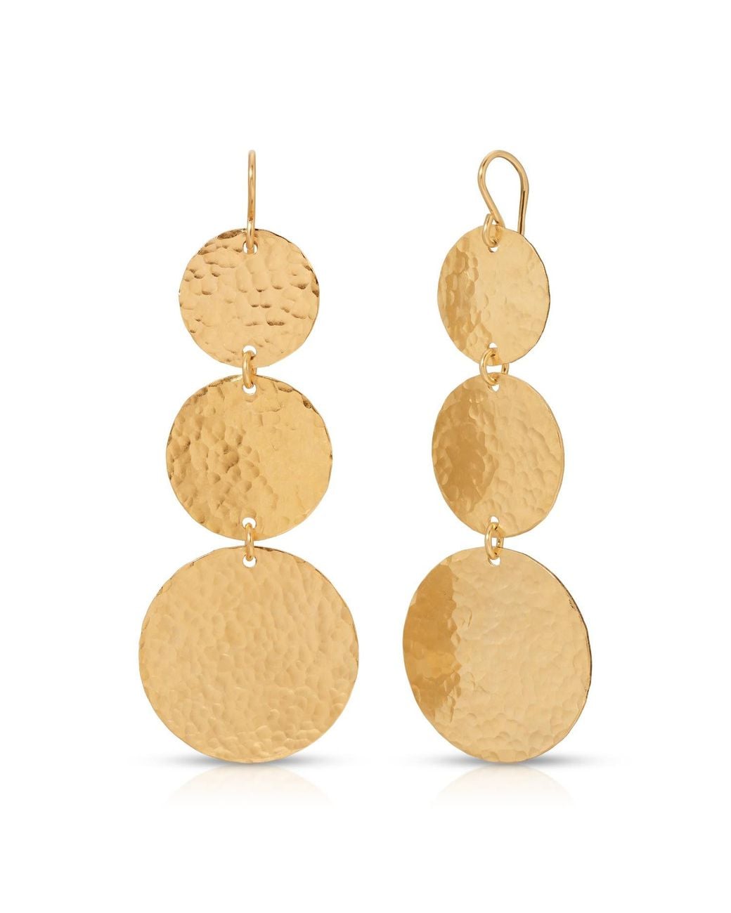 Heather Hawkins Jewelry Metallic Tri Tiered Hand Hammered Disc Earrings