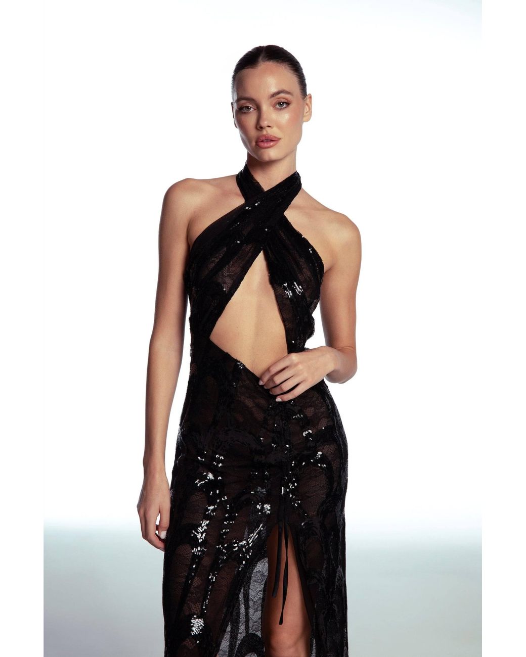 Room 24 Black Iris Sequin Lace Dress