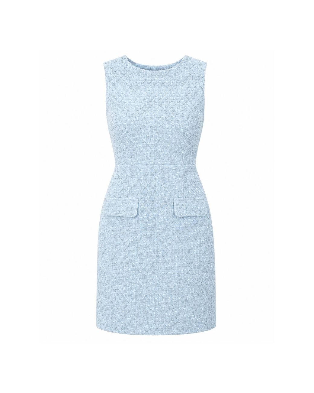 Girl In Mind Blue Athenia Tweed Pocket Detail Mini Dress