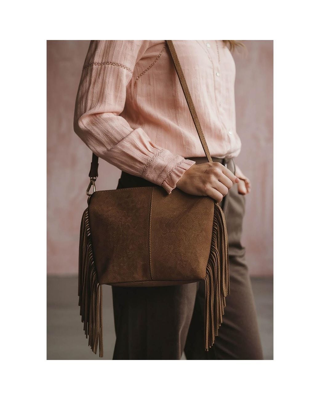 Nooki Design Brown Neutrals Kingston Tassle Cross Body Bag