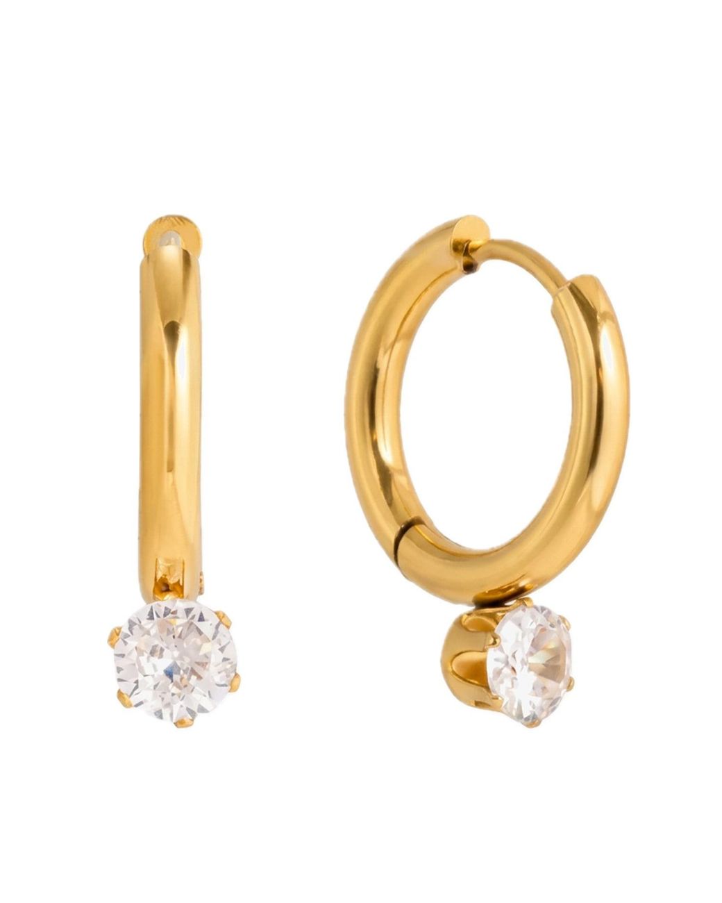 Elk & Bloom Metallic 14K Gemstone Droplet Huggie Hoops