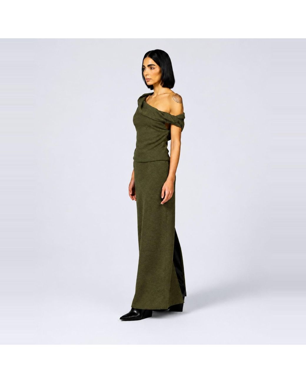 Elamins Green Shoulder Twist Top