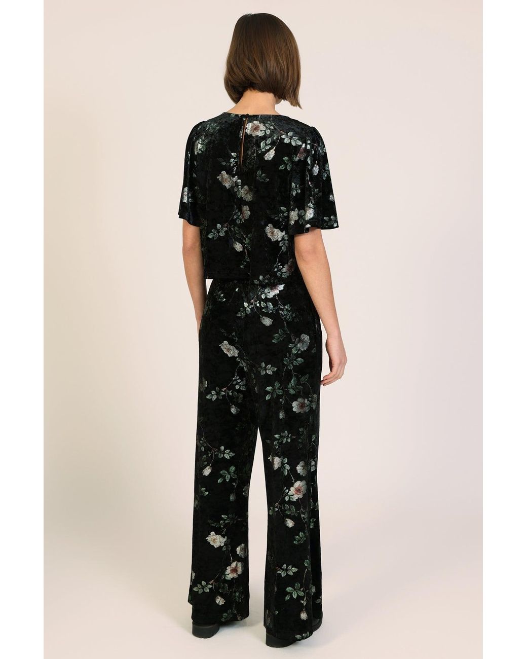 Traffic People Black Swan Song Metallic Floral Velvet Rene Blouse