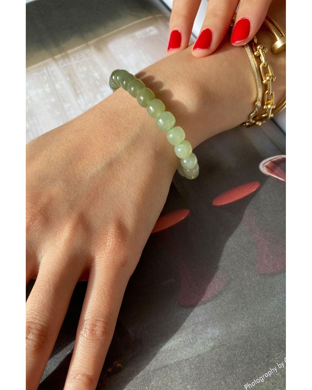 seree Green Ombre Beaded Jade Bracelet