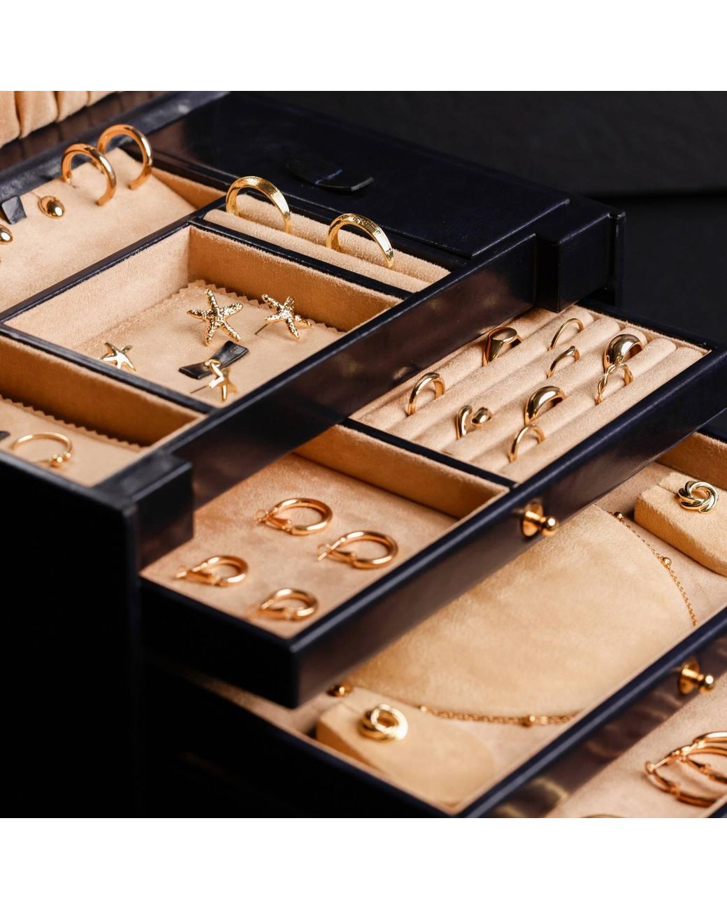Time Resistance Blue Leather Jewelry Box For