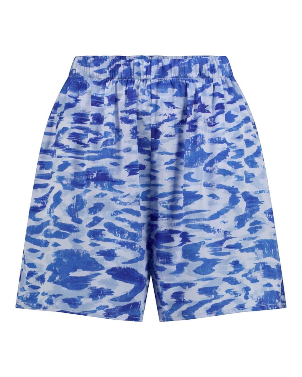 Belyed Handcraft Blue Yasna – Silk Crepe Shirt & Shorts Set By Belyed