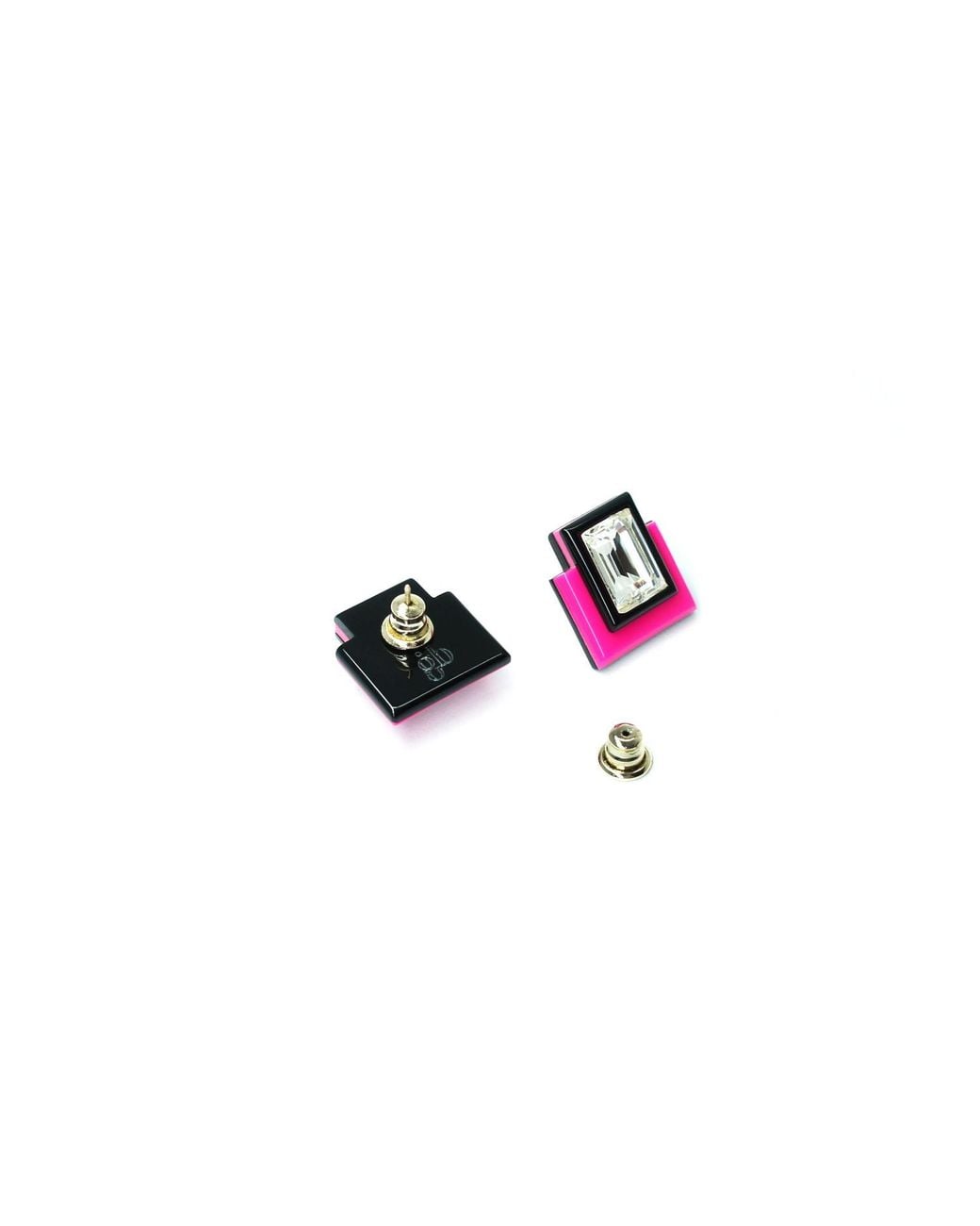 Gissa Bicalho Pink Handmade Acrylic Earring S Deco Rectangular Cut-Off Stone