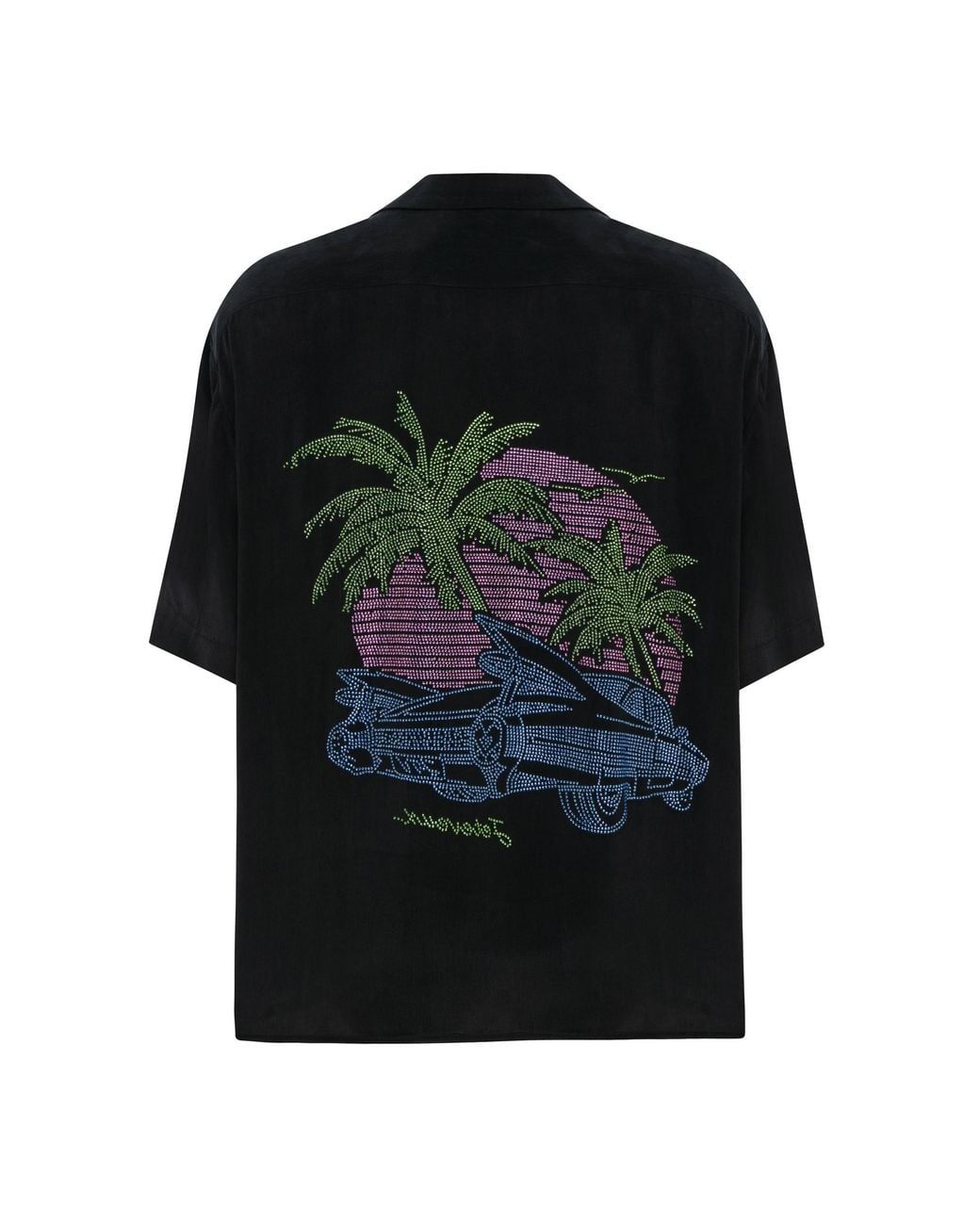 Je Te Veux Black Palm Tree Printed Sun Down Vice Shirt for men