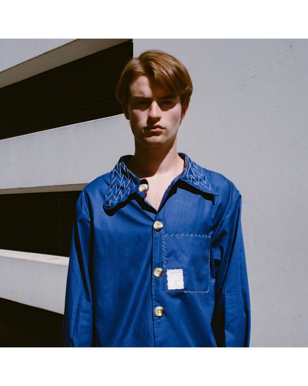 Maison Louis Blue Cotton Handstitched Shirt for men