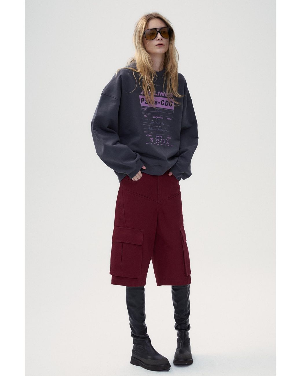 FRONT ROW SHOP Red Callie Cotton Twill Shorts