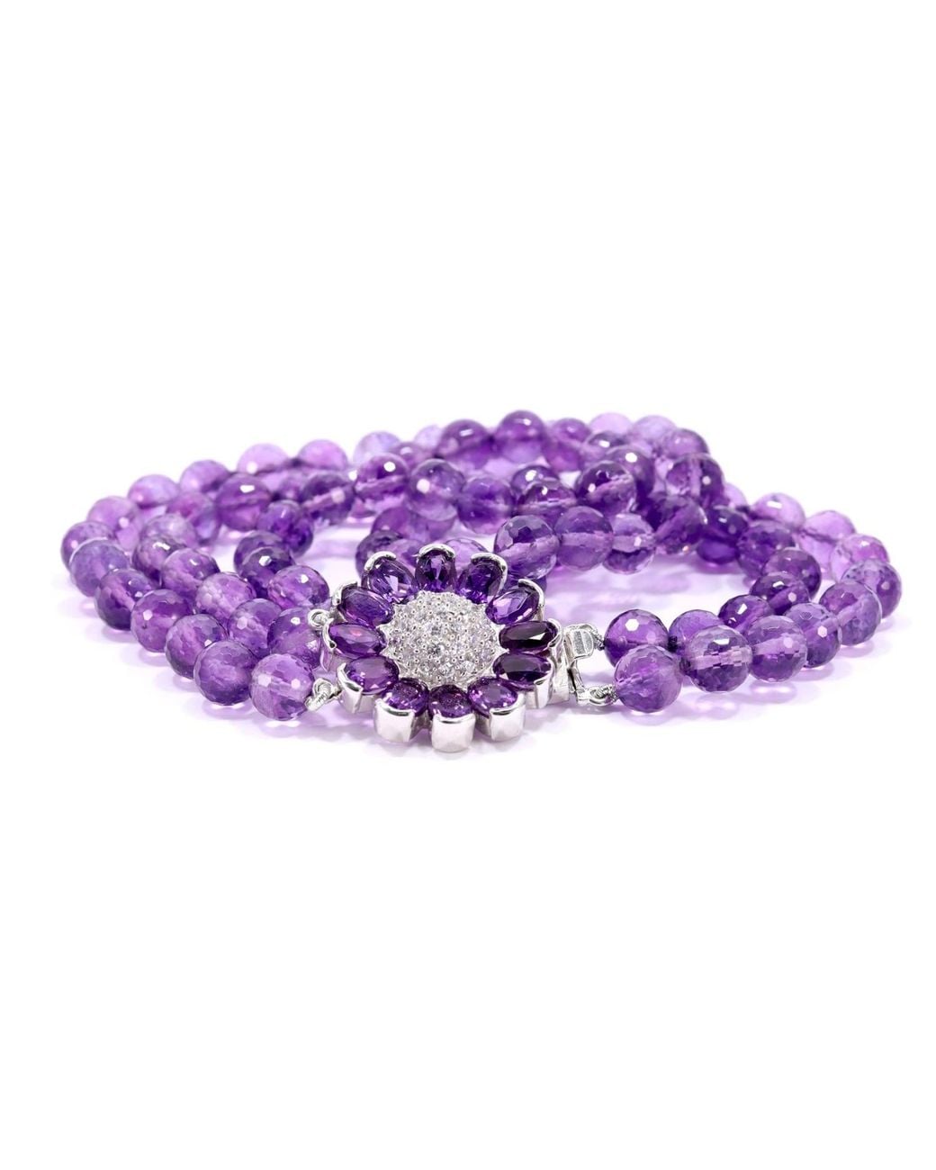 Mineralgems•Studio Purple Two-Strand Amethyst Choker With Floral Clasp
