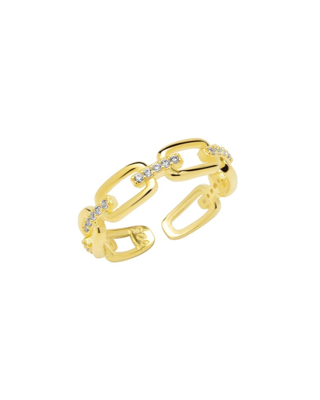 Spero London Metallic Sterling Pave Chain Ring