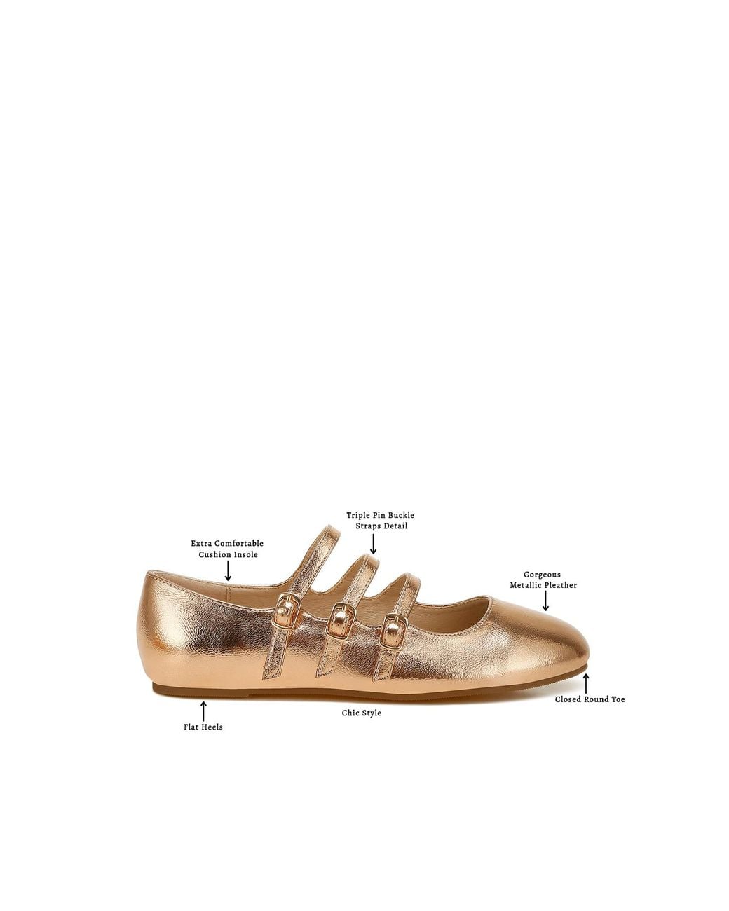 Rag & Co Natural Macarina Triple Strap Mary Jane Ballerinas