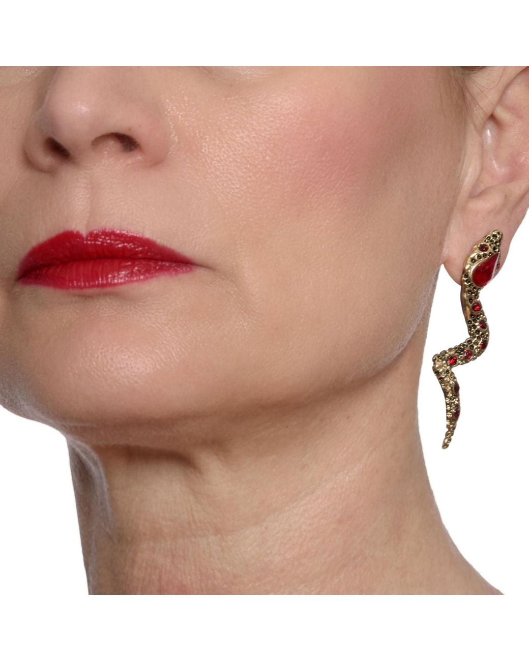 Addicted Multicolor Moire Serpent Shaped Earrings With Crystals