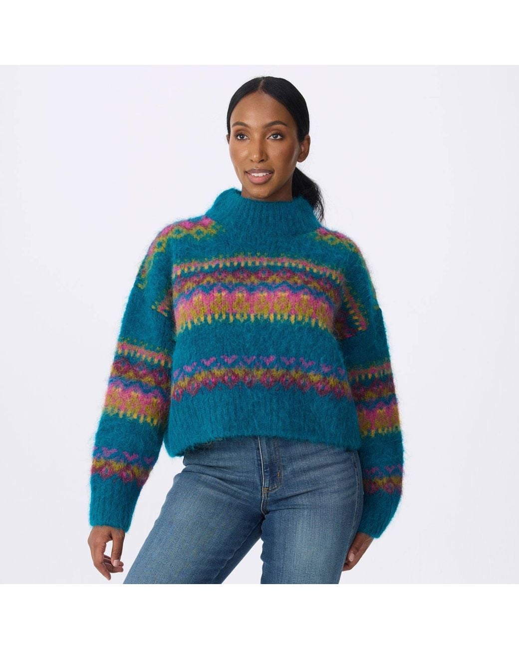 Krimson Klover Blue Celine Mock Neck