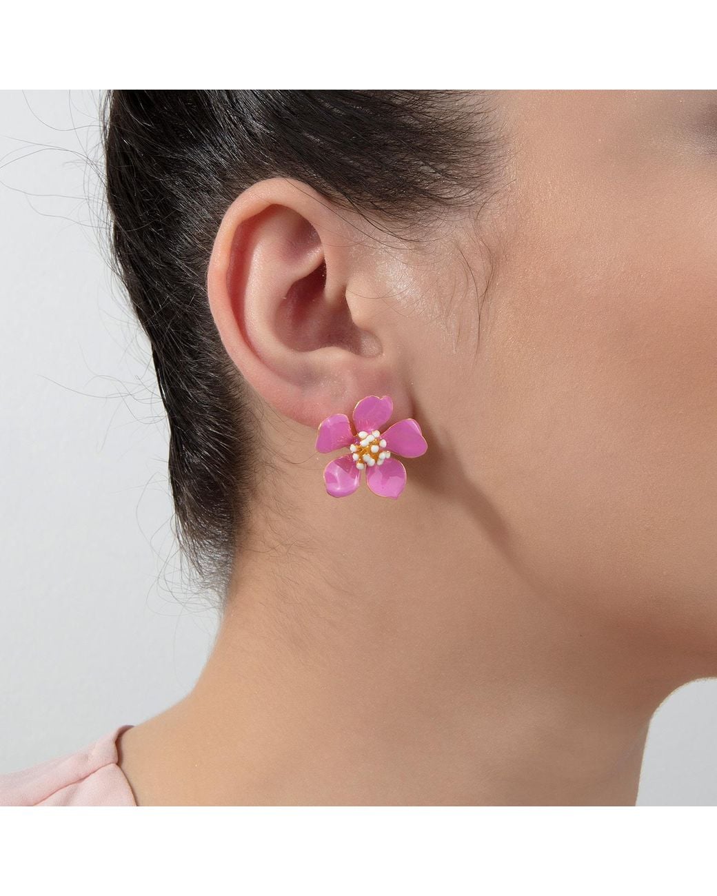 Milou Jewelry Purple Fuchsia Cherry Blossom Flower Earrings