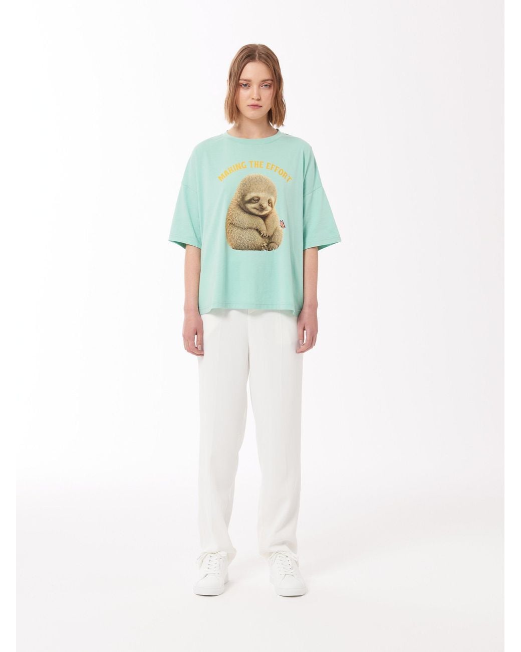 Sour Figs Green Sloth Print T-Shirt