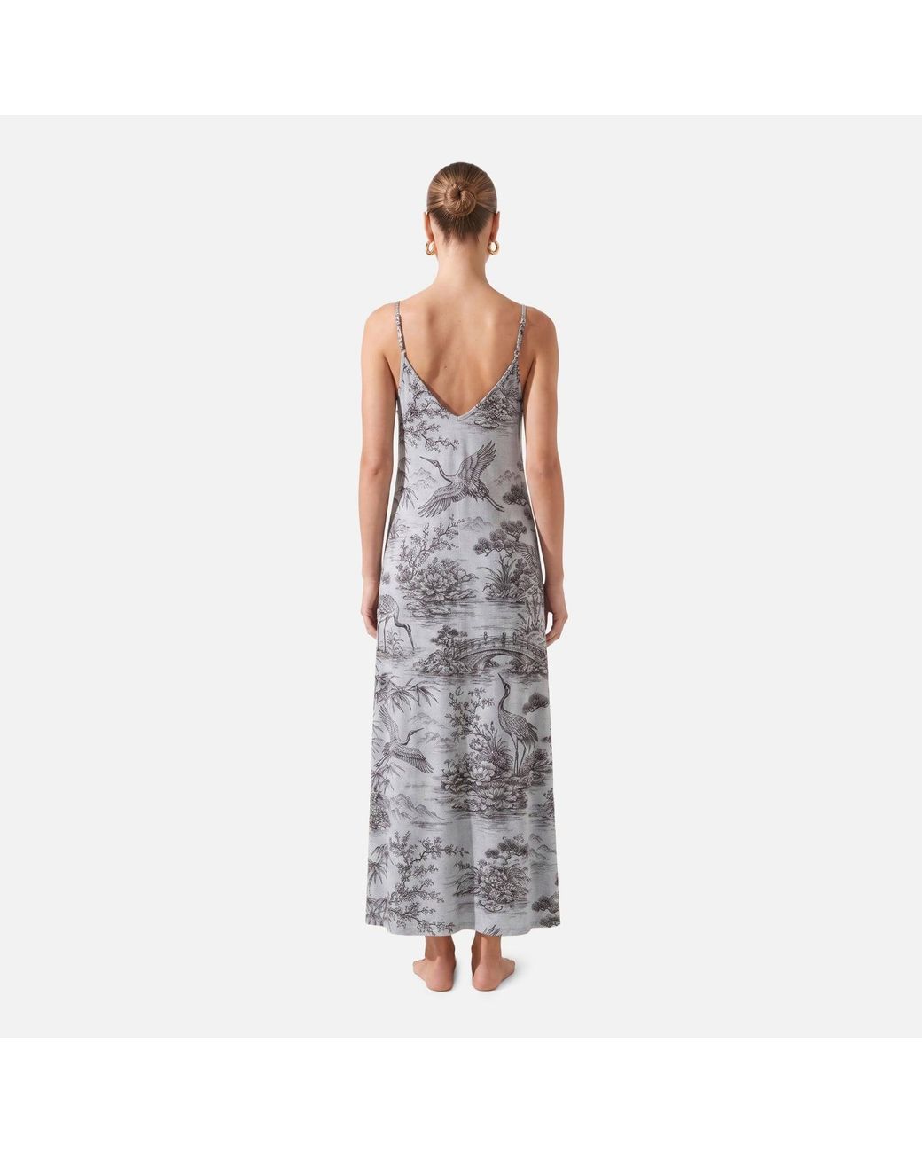 Aloha From Deer Gray Crane Garden Maxi Dress