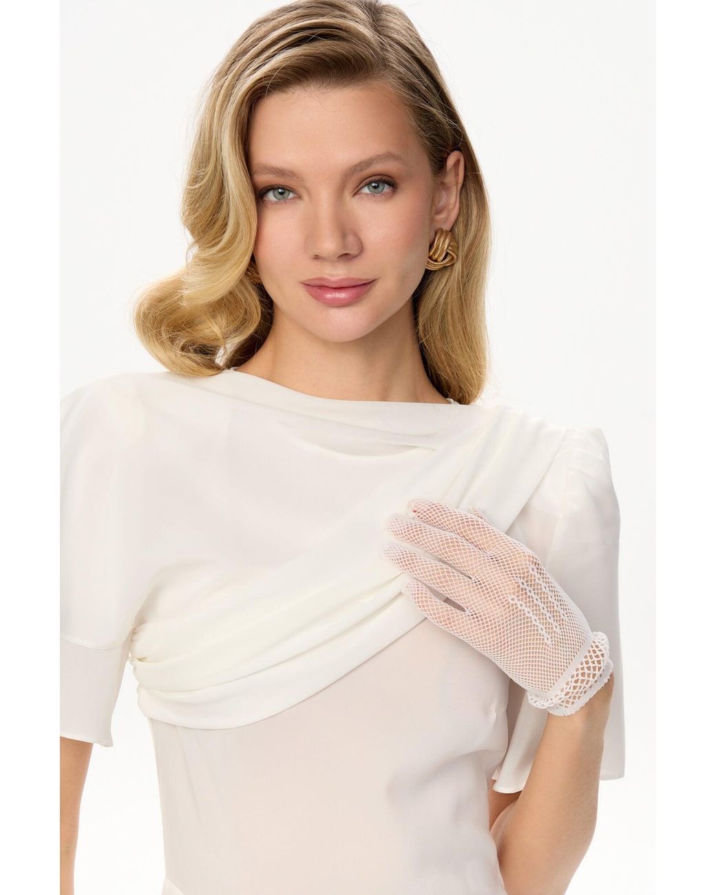 POST MERIDIEM White Chiffon Asymmetrical Midi Dress