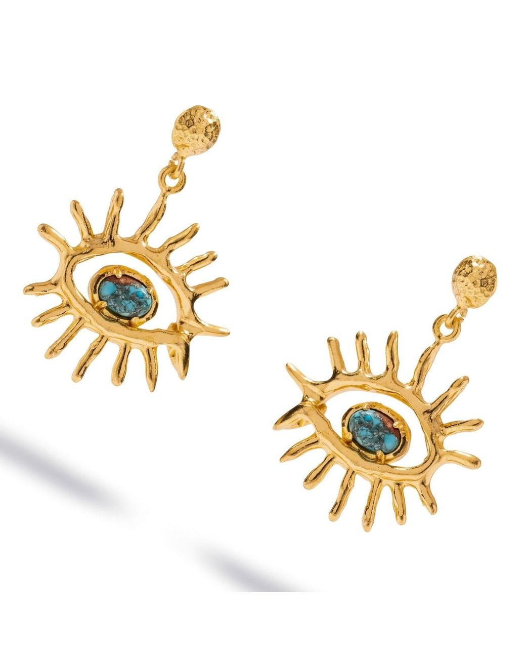 Ebru Jewelry Metallic Kept Safe Evil Eye Drop Earrings