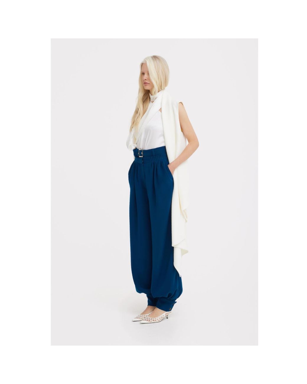 Julia Allert Natural Neutrals Asymmetrical Sleeveless Blazer — Ecru