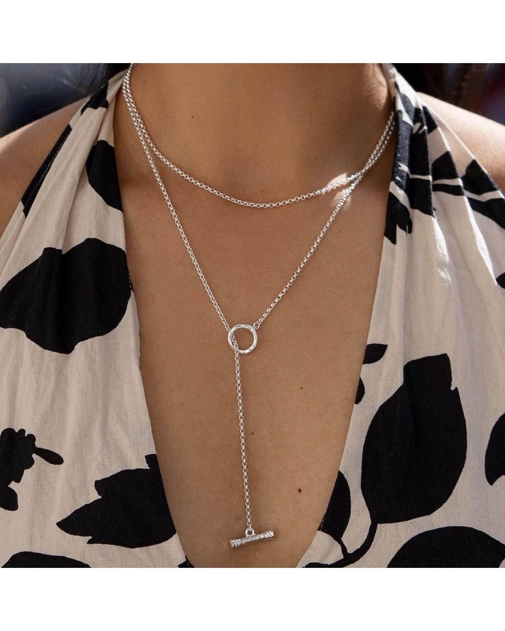 Dower & Hall Metallic Nomad T-Bar Lariat Necklace