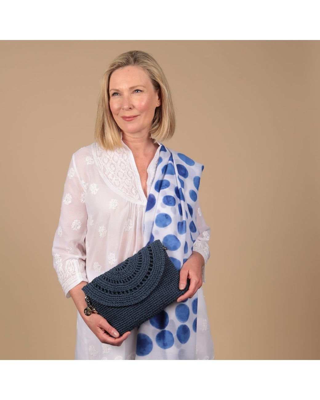SJW BAGS LONDON Blue Grace Hand Crochet Bag