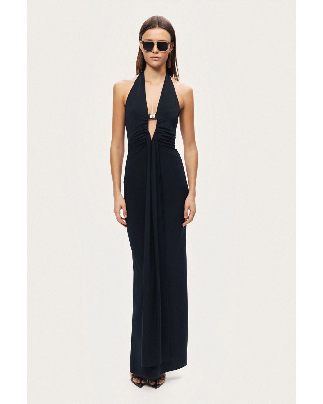 Nocturne Black Halter Neck Cut-Out Maxi Dress