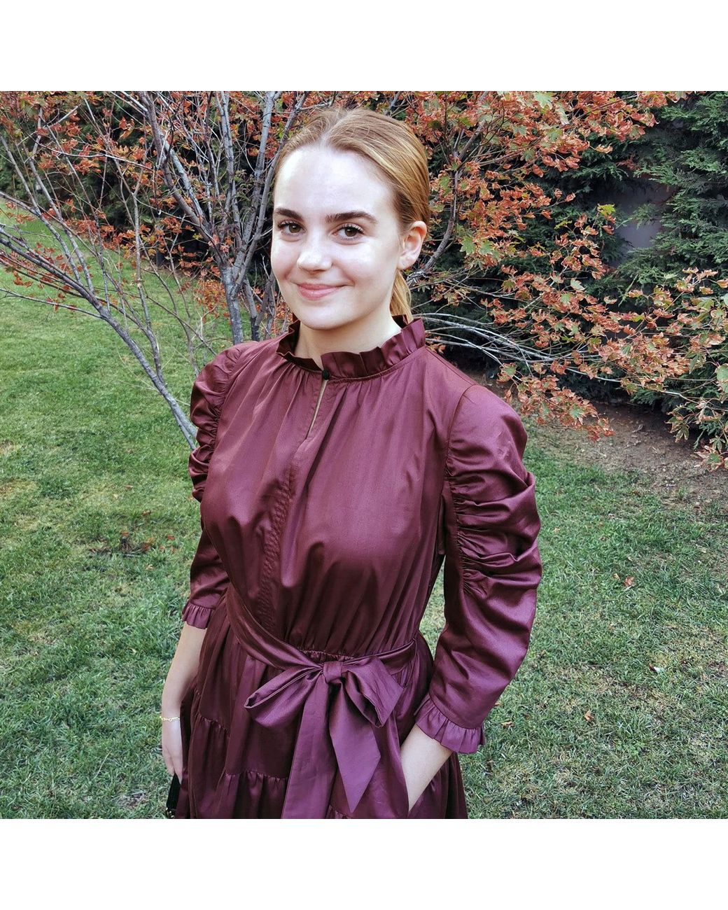 Lalipop Design Purple Cotton Poplin Burgundy Midi Dress