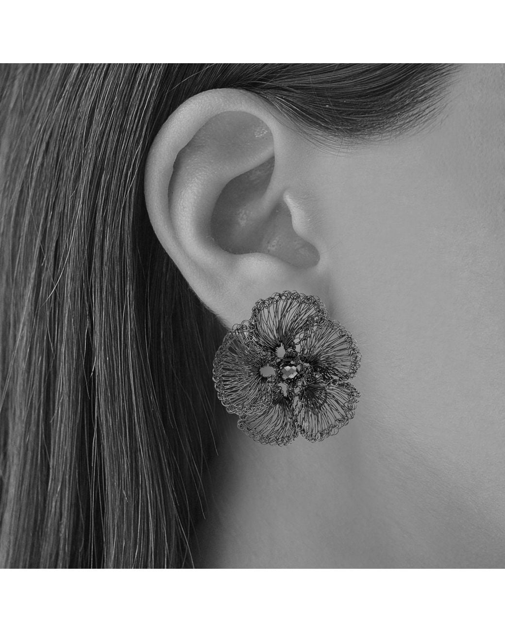 Lavish by Tricia Milaneze Metallic All Plumeria Handmade Post Earrings
