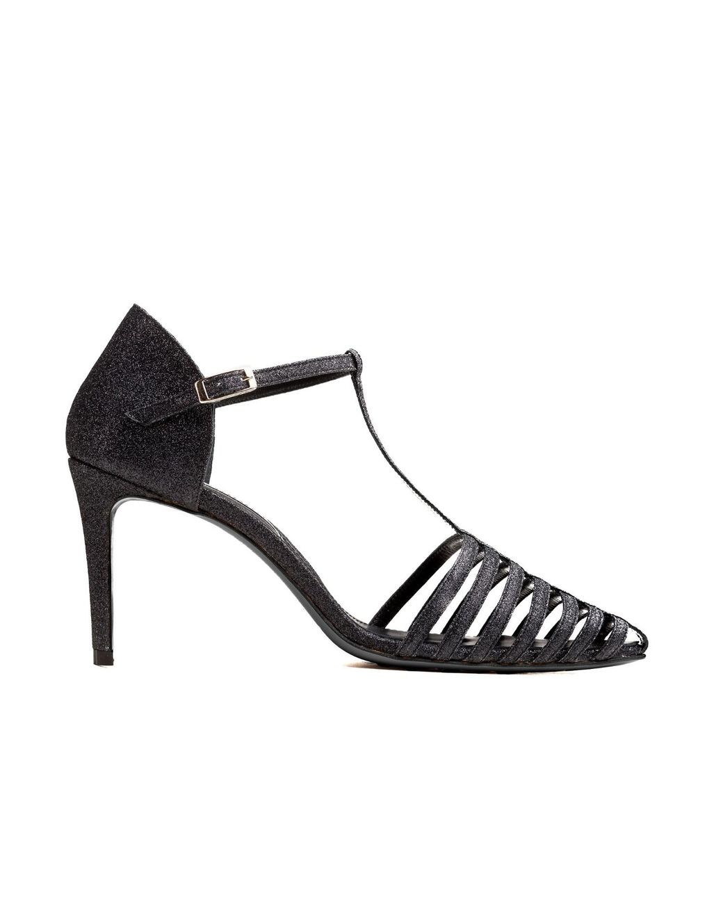 Rosamund Muir London Black Carlotta Glitter Cage Heels