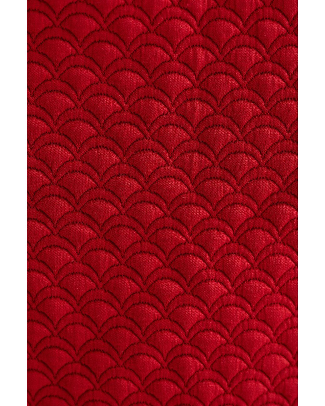 Louche Red Flory Scallop Quilt Wide Leg Trouser