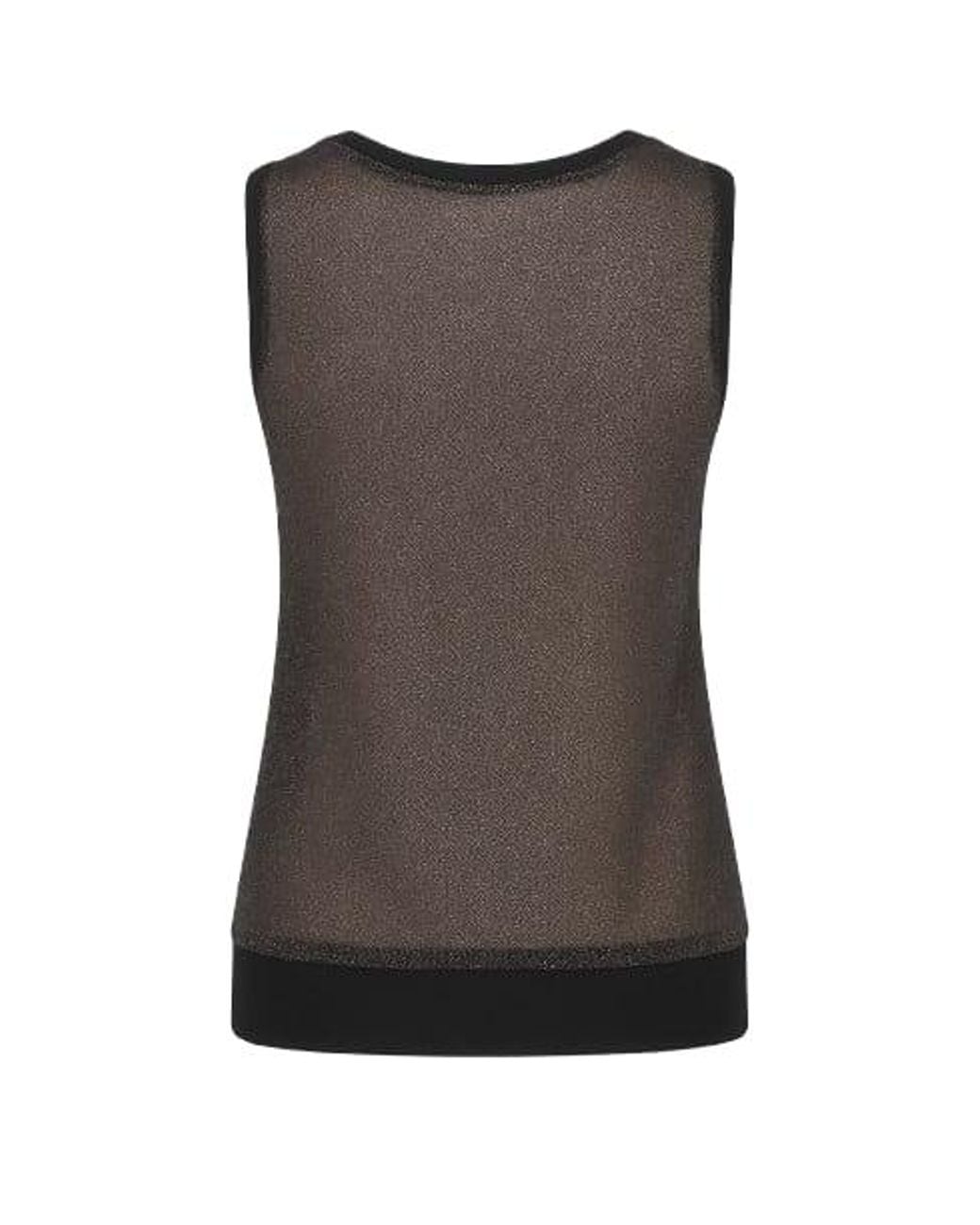 Conquista Black Sleeveless Sheer Back Top
