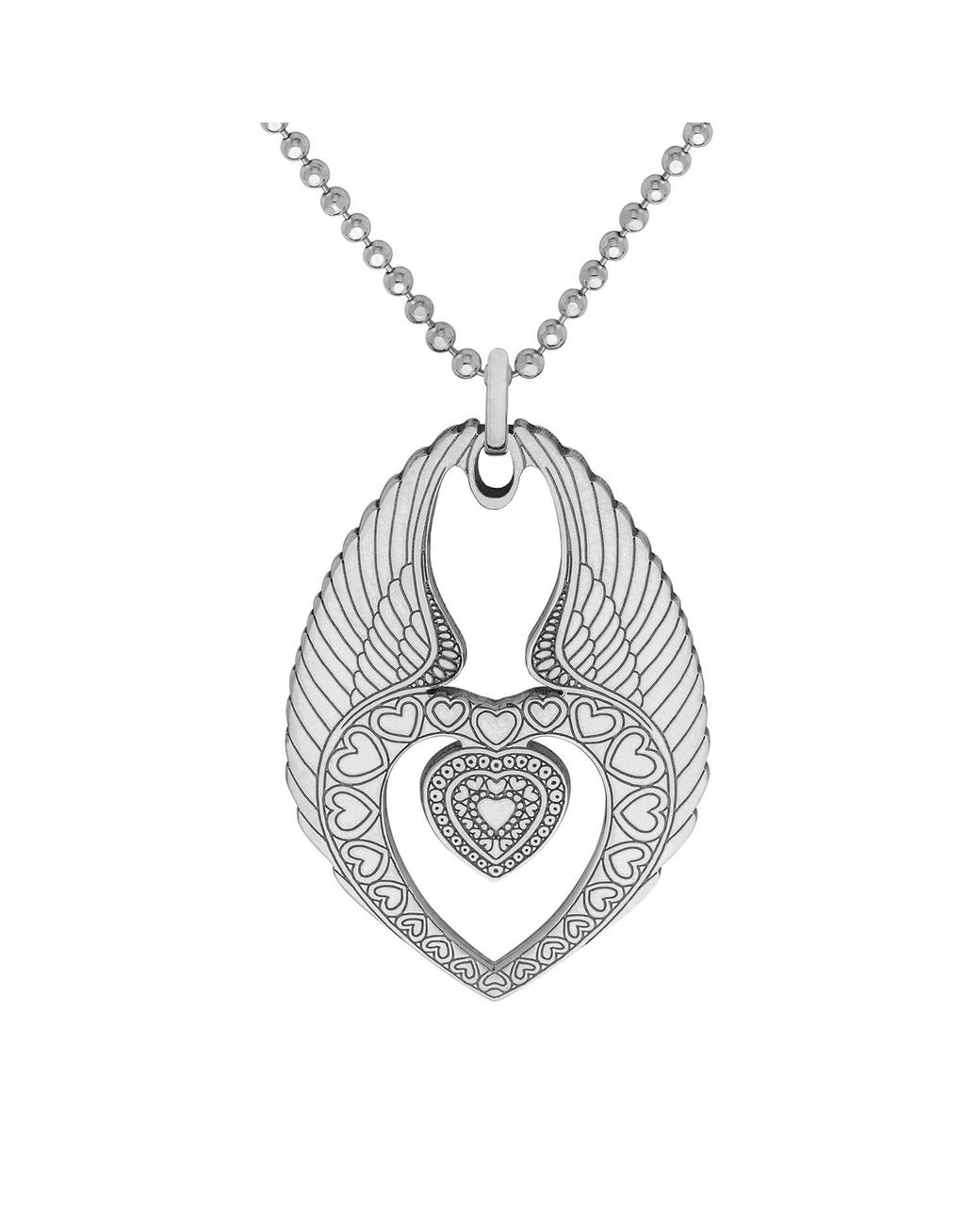CarterGore Metallic Large Winged Heart Pendant Necklace