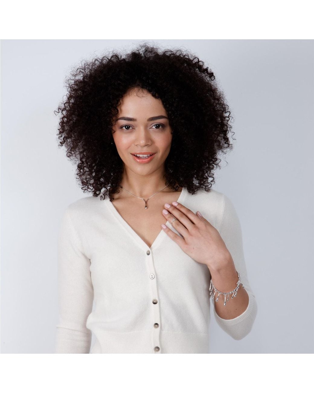 Lucy Quartermaine White Sterling V Drop Pendant