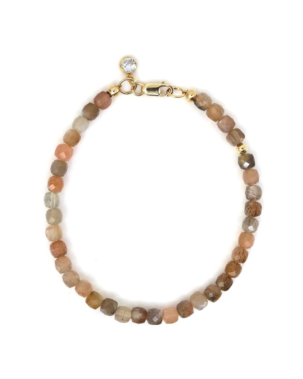 Shar Oke Metallic Neutrals 14K Filled & Peach Moonstone Bracelet for men