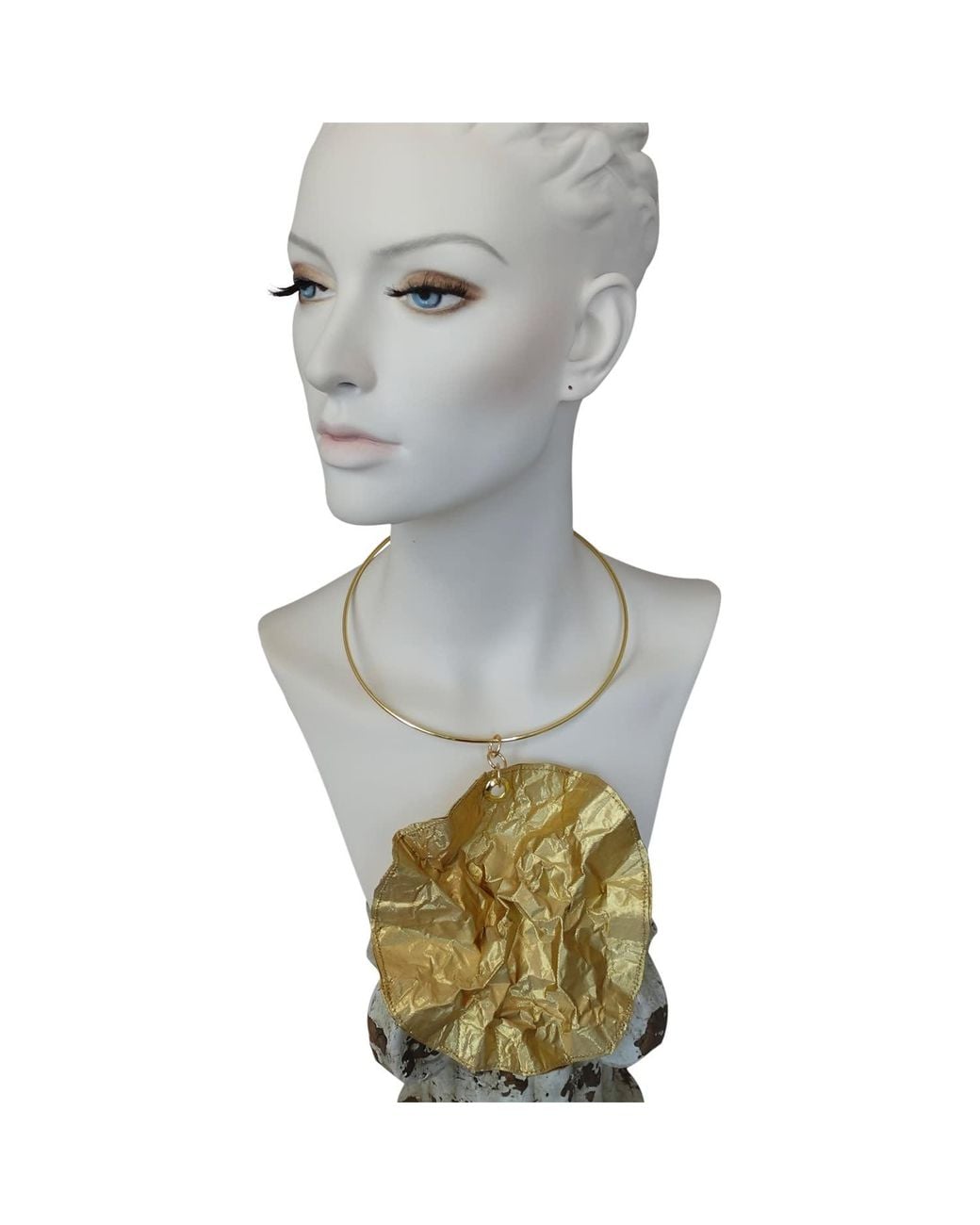 Romer Millinery Green Morphy Metallic Silk Large Disc Choker