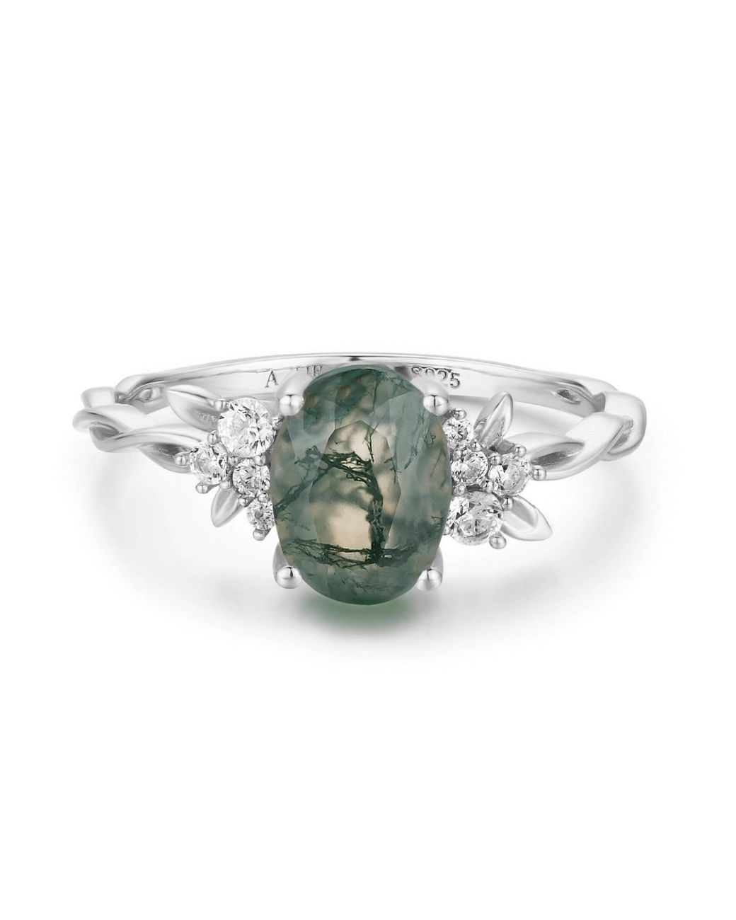 Azura Jewelry New York Green Enchanted Garden Moss Agate Ring Vermeil