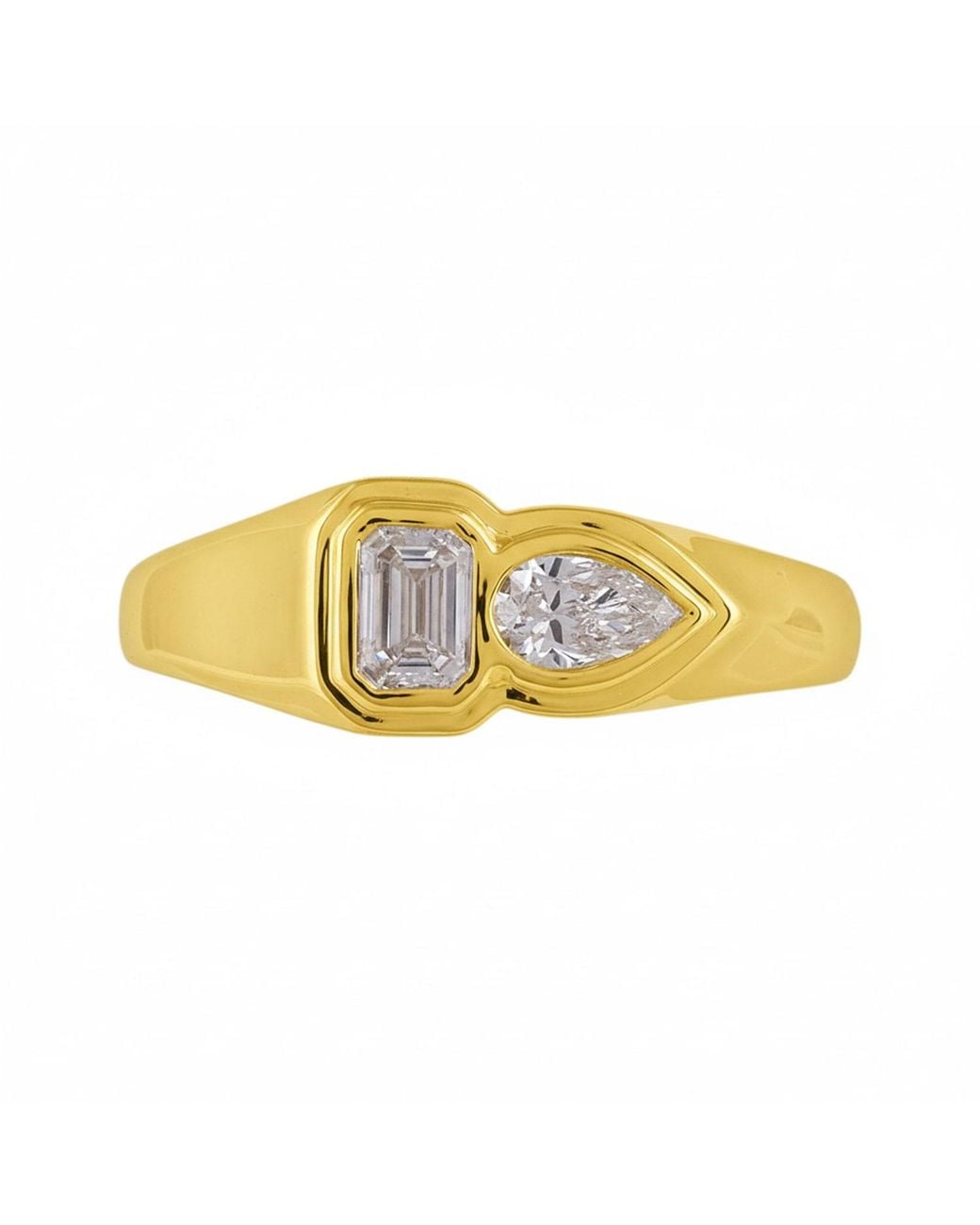 Artisan Metallic 14K Emerald Cut & Pear Shape Diamond Ring