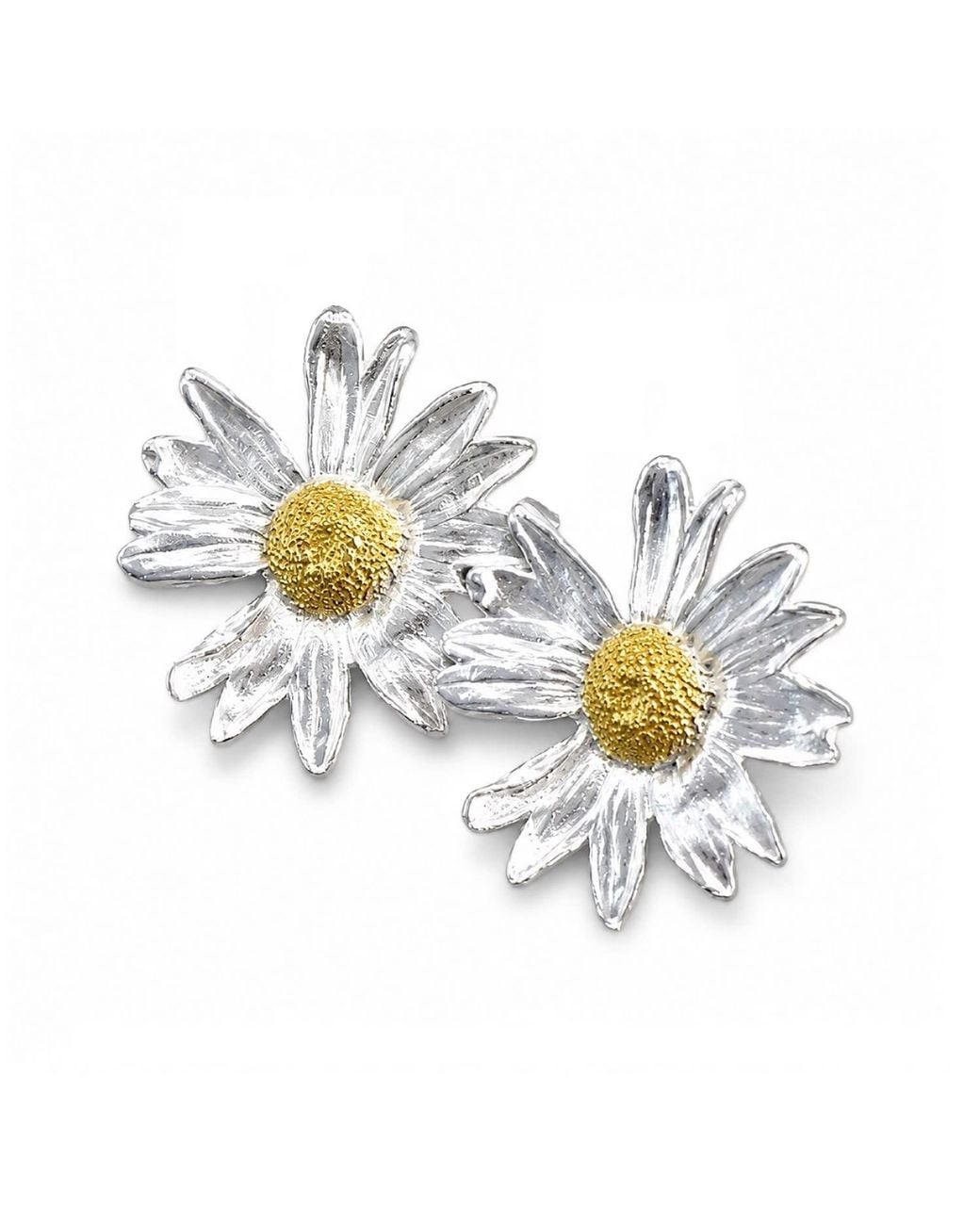 Mother Nature Jewelry White Daisy Flower Earrings, & Sterling Handmade Studs