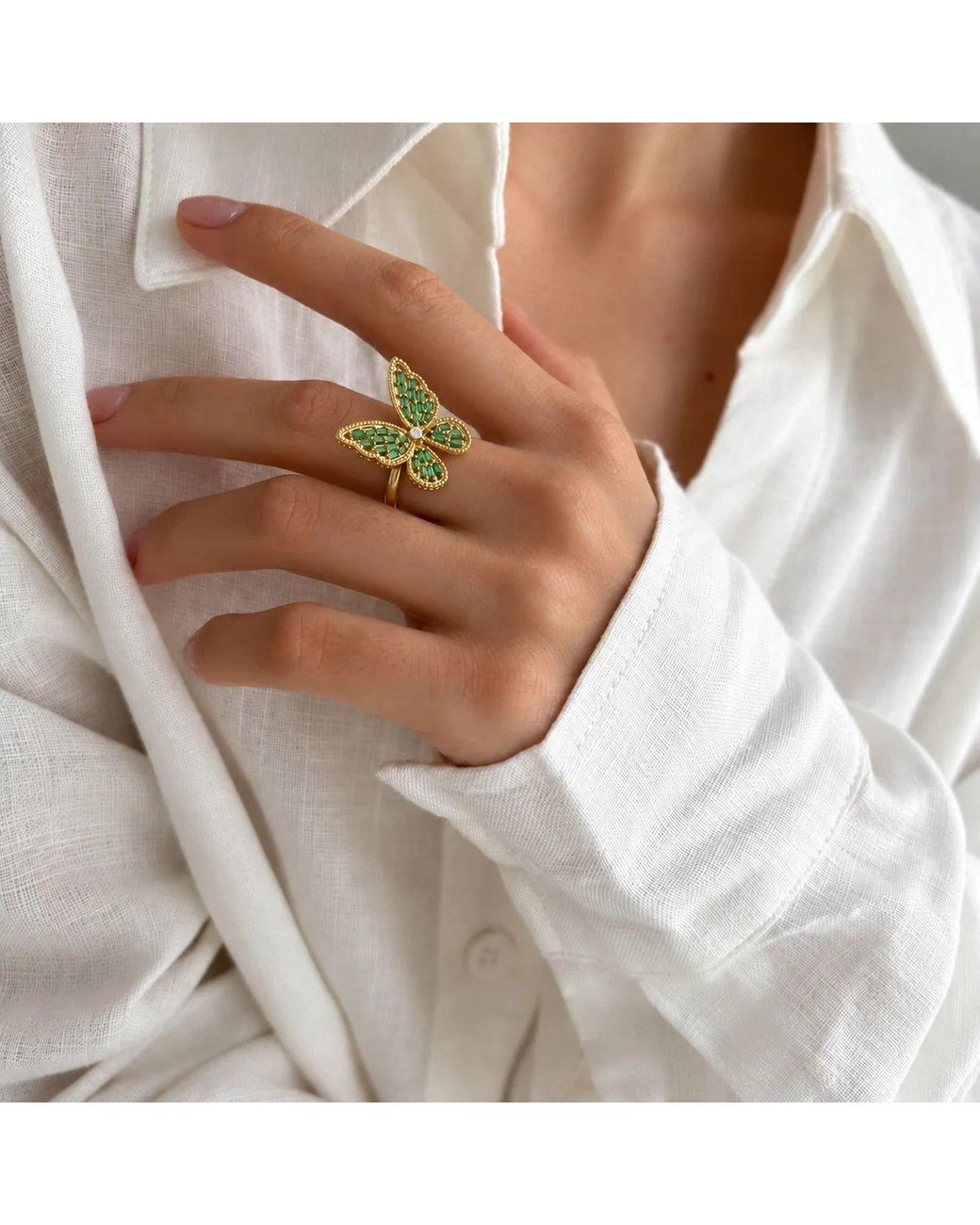 Angel Barocco Yellow Zirconia Butterfly Statement Ring